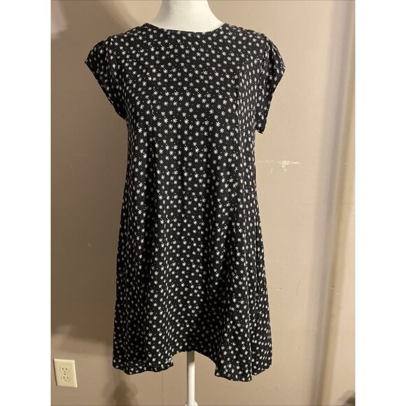 Urban Outfitters Dress Black White Geo Print Pockets Cap Sleeve Keyhole Sz XS - Picture 1 of 10